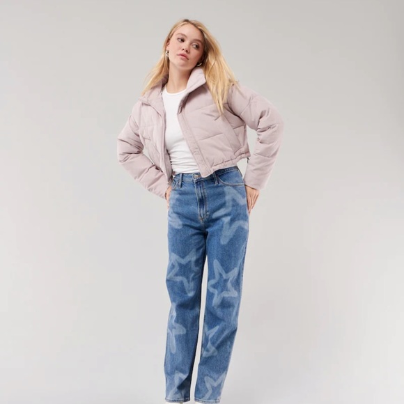 Nwt Baby Pink Corduroy Cropped Puffer 